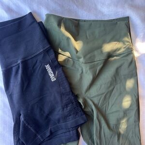 Gymshark Olive Green Activewear and Black Shorts
